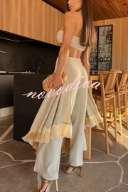 Sexy Lace-Up Bandeau Top and Irregular Tassel Pants Set