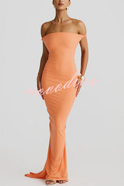 Everything You Want Rope Detail Backless Ruched Stretch Maxi Dress