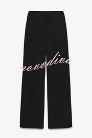 Fashion Contrast Color Stretch High Waist Casual Straight Pants