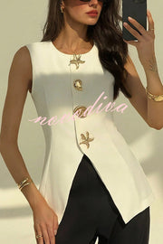 British Elegant Conch and Starfish Decorated Sleeveless Versatile Vest