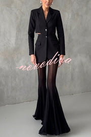 Deep Chic Mesh High Rise Elastic Waist Fishtail Stretch Pants