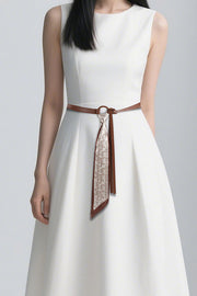 Vintage Silk Scarf Leather Thin Belt