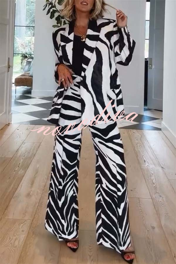Breath of Freedom Animal Print Button Up Long Sleeve Lapel Loose Blazer