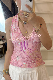 Fashion Sequined Casual V-neck Backless Slim Vest