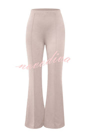 Downtown Dates High Rise Elastic Waist Stretch Flared Pants