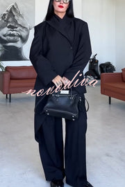 Urban Charm Shoulder Pads Asymmetrical Back Button Lapel Oversized Blazer