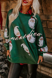 Santa Honey Sequin Christmas Pattern Loose Sweatshirt