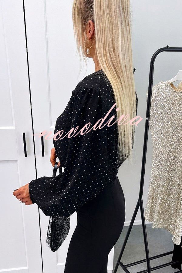 Fashionable Polka Dot Lantern Sleeve Loose Shirt