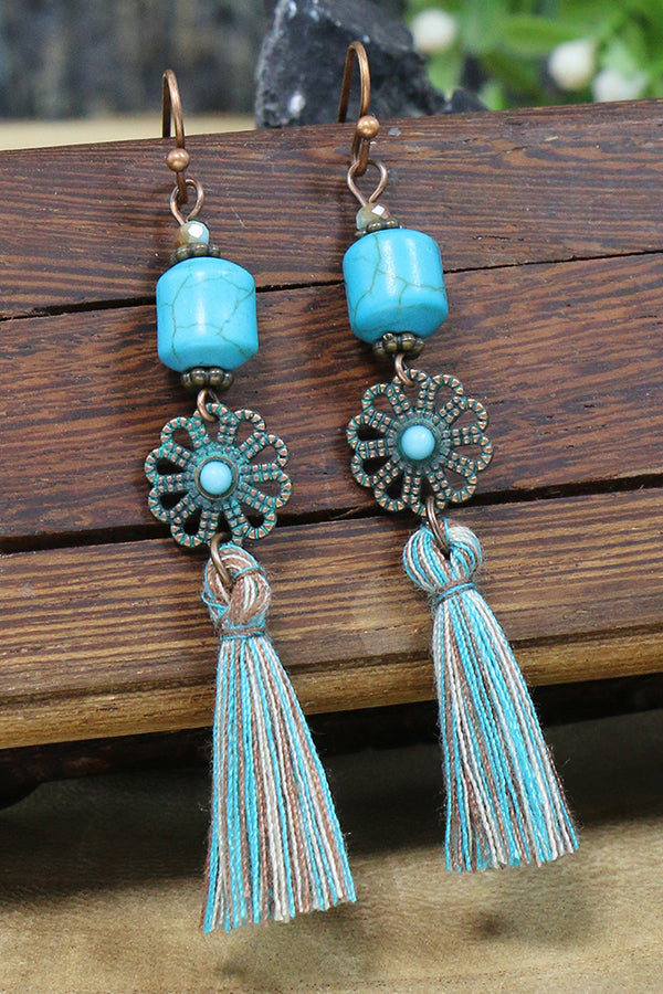 Fashionable Hollow Carved Alloy Tassel Retro Earrings