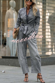 Casual Meetup Washed Denim Mid Rise Pocketed Barrel Jeans