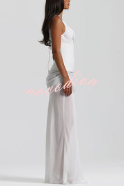 Sculptural Elegance One Shoulder Removable Corset Drape Maxi Dress