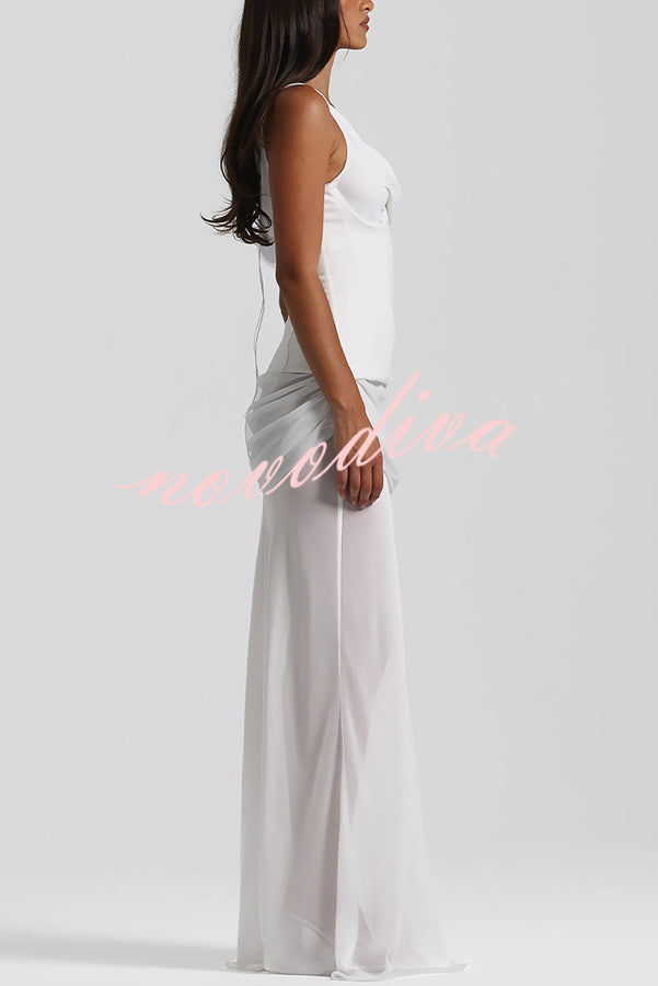 Sculptural Elegance One Shoulder Removable Corset Drape Maxi Dress
