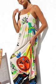 Rosalinda Unique Print Back Tie-up Lightweight Maxi Dress