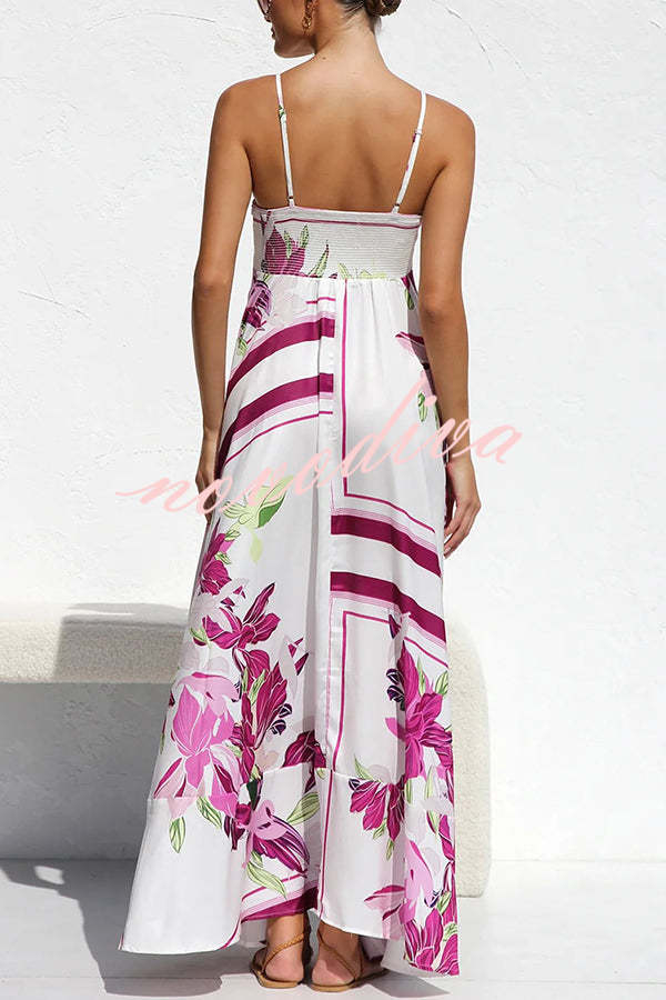 Bailey Unique Print Back Smocked A-line Slip Maxi Dress