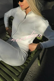 Cozycore Knit Zipper Long Sleeve Cardigan and Stretch Wide Leg Pants Set