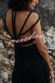 Aphrodite Draped Braids Crop Tank and Wrap Slit Maxi Skirt Set