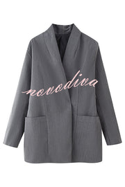 Solid Color Lapel Long Sleeve Casual Pocket Long Blazer