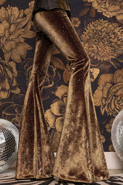 Stylish Velvet High-waisted Draped Casual Flared Pants