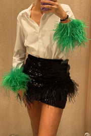 Fashionable Feather Long-sleeved Casual Loose Shirt