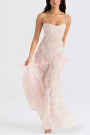 Fashion Sexy Suspenders See-through Holiday Slim Maxi Dress