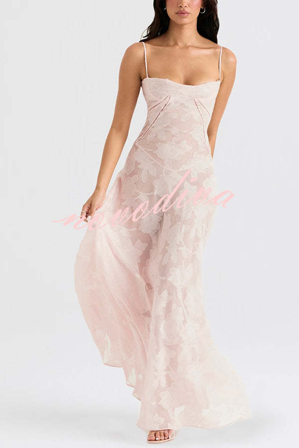 Fashion Sexy Suspenders See-through Holiday Slim Maxi Dress