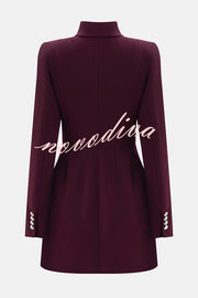 Elegant Long-sleeved Hollowed-out Button-down Slim-fit Mini Dress