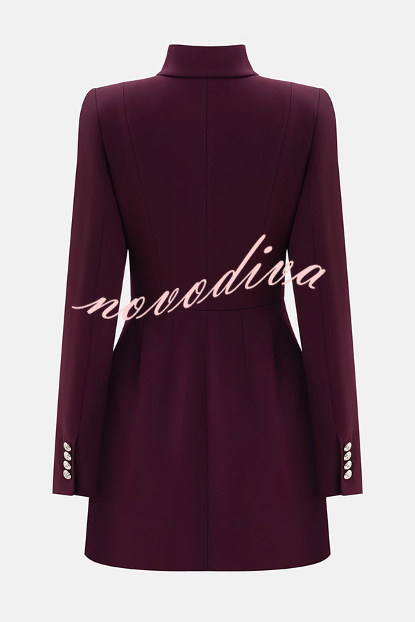 Elegant Long-sleeved Hollowed-out Button-down Slim-fit Mini Dress