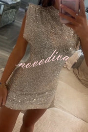 Adorable Sexy Vibes Sequin Wide Sleeve Mini Dress