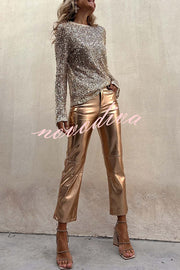 Keep It Shine Sequin Long Sleeve Shift Blouse