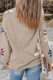 Colorful Turkey Sequin Print Loose Long-sleeved Sweatshirt