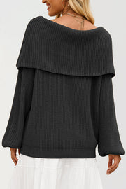 Solid Color Loose Off-shoulder Long-sleeved Casual Knit Sweater