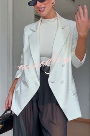 Autumn Avenue Double-breasted Long Sleeve Lapel Loose Blazer