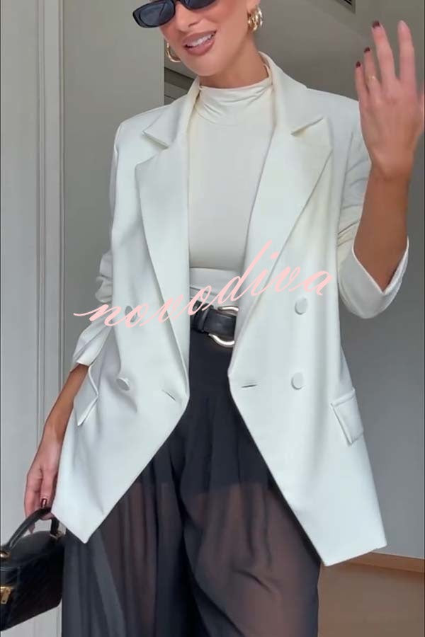 Autumn Avenue Double-breasted Long Sleeve Lapel Loose Blazer