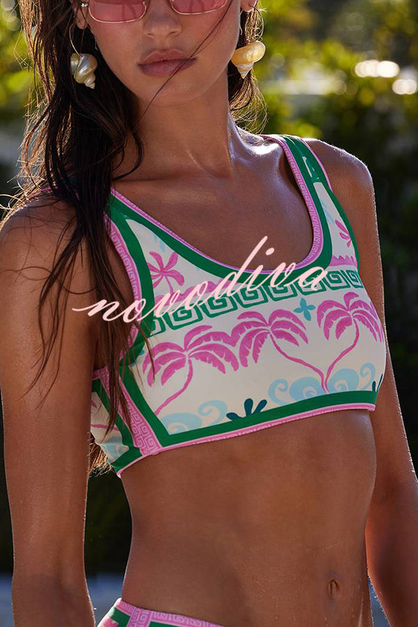 Dream Pool Day Tropical Unique Print Stretch Bikini Swimsuit