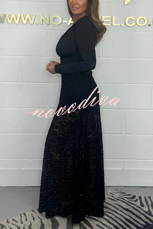 Elegant and Sexy Hollow Lace Maxi Skirt