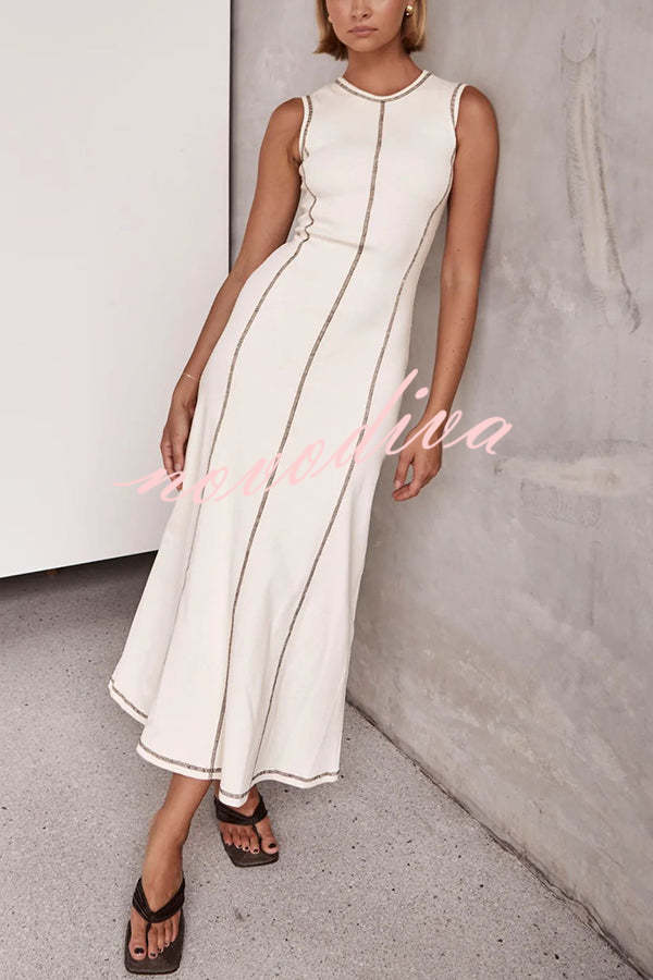 Balance Beauty and Comfort Ribbed Contrast Detail Stretch Maxi Dress