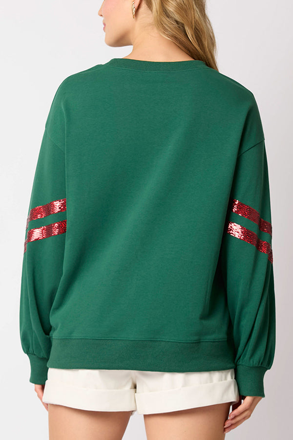 Christmas Sequined Crewneck Casual Sweatshirt