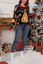 Christmas Tree Pattern Casual Loose Crewneck Long Sleeve Sweater