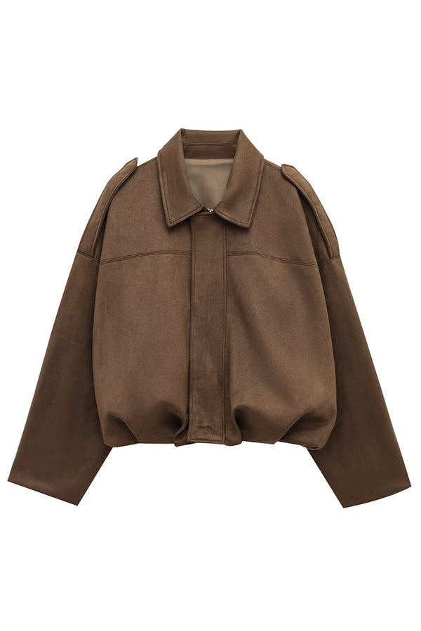 Fashion Lapel Long-sleeved Casual Bomber Jacket