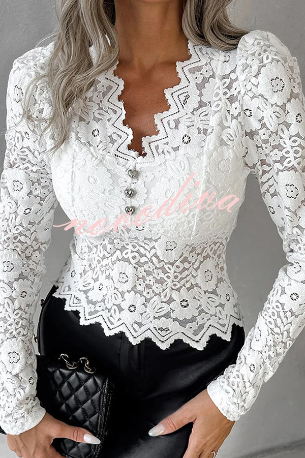 Solid Color Lace Sexy V-neck Bottoming Slim Fit Top