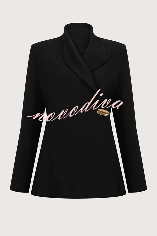 Exquisite and Fashionable Stand Lapel Neck Metal Button Long Sleeve Blazer