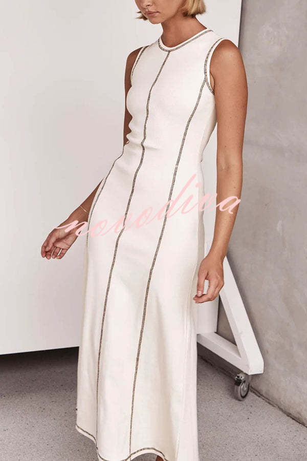 Balance Beauty and Comfort Ribbed Contrast Detail Stretch Maxi Dress