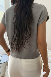 Solid Color Casual V-neck Knitted Sweater