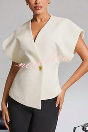 Fashion Button V-neck Asymmetrical Suit Vest