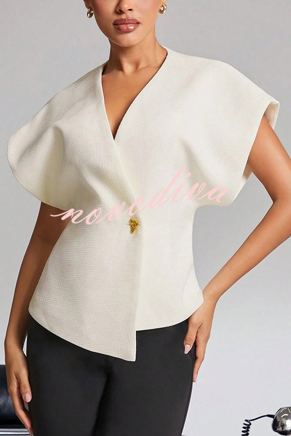 Fashion Button V-neck Asymmetrical Suit Vest