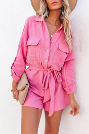 Hotel California Cotton Button Down Utility Romper