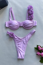 Fantasy Suspender Three Dimensional Flower Bikini