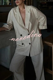 Fashionable Wrinkled Lapel Long-sleeved Loose Blazer