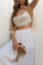 Sofie Drape Woven Design Braids Back Tie-up Tank