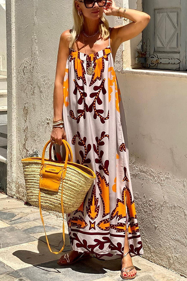 Sunday’s Color Palette Ethnic Printed Loose Cami Maxi Dress